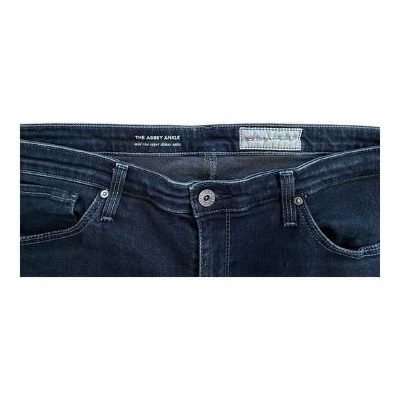 AG X Anthropologie Mid Rise Abbey Ankle Super Skinny Dark Wash Jeans - Size 32 R - Picture 2 of 11